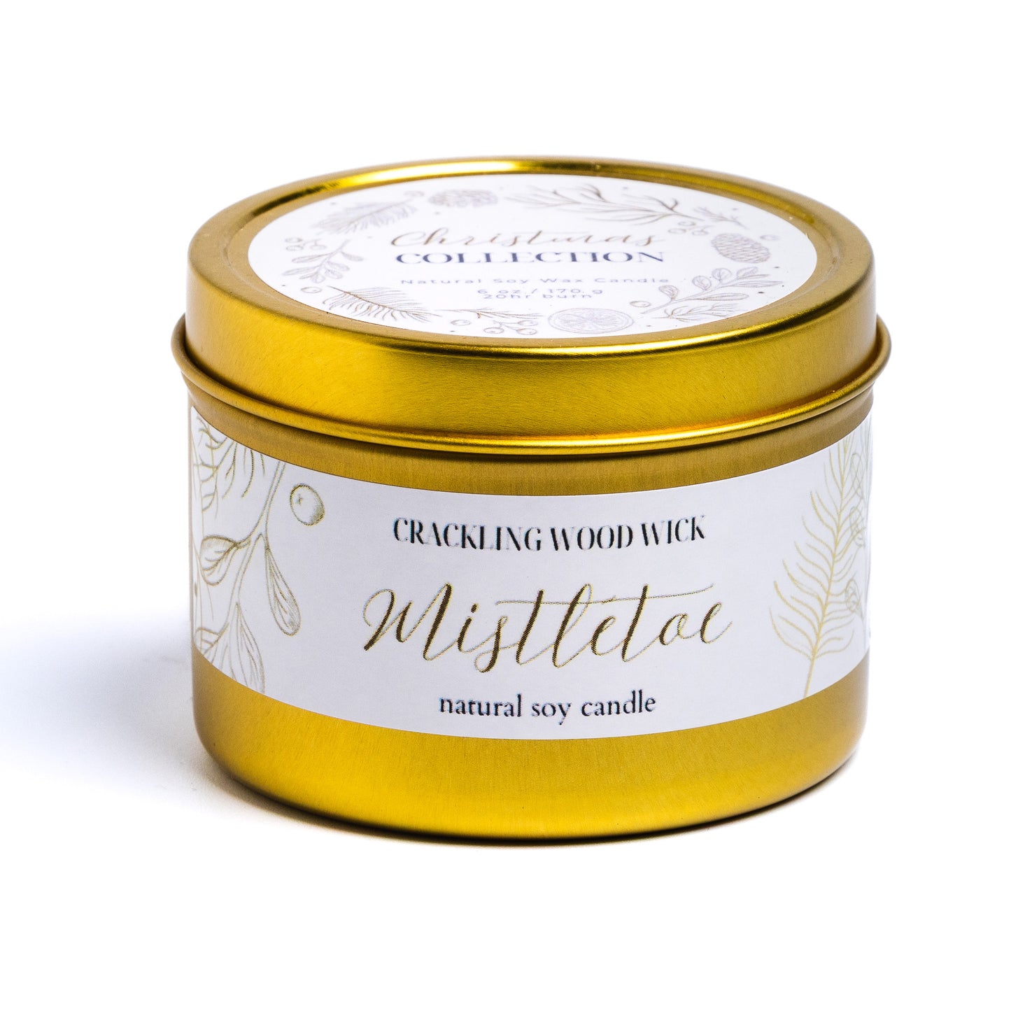 𝐌𝐈𝐒𝐓𝐋𝐄𝐓𝐎𝐄 - 6oz Tin Christmas Crackling Wood Wick Candle